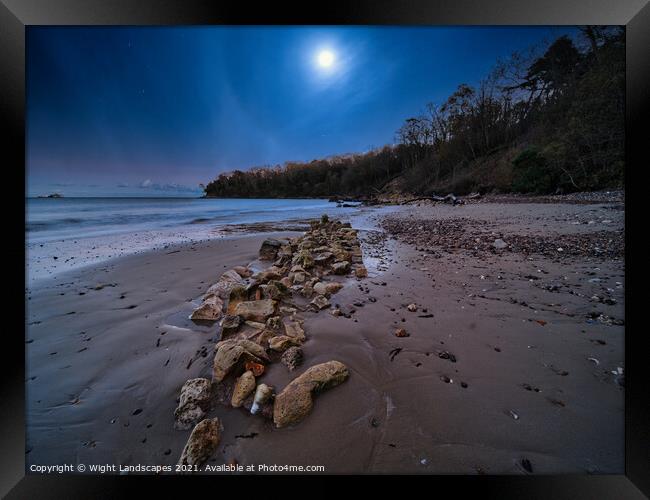 Priory Bay In The Moonlight Framed Print by Wight Landscapes