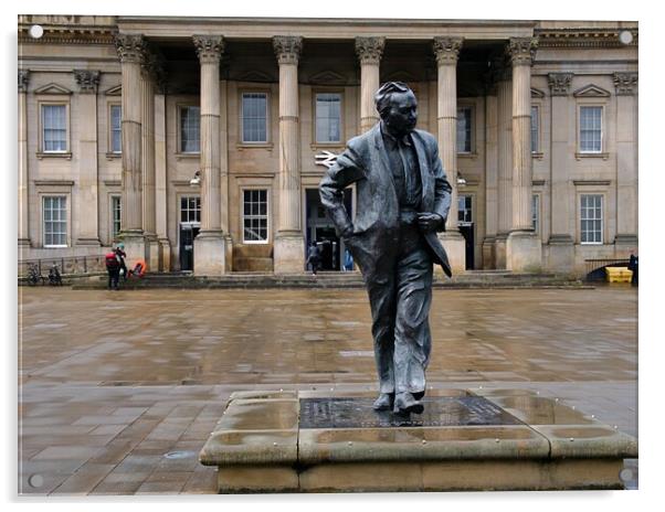 Harold Wilson statue Huddersfield Acrylic by Roy Hinchliffe