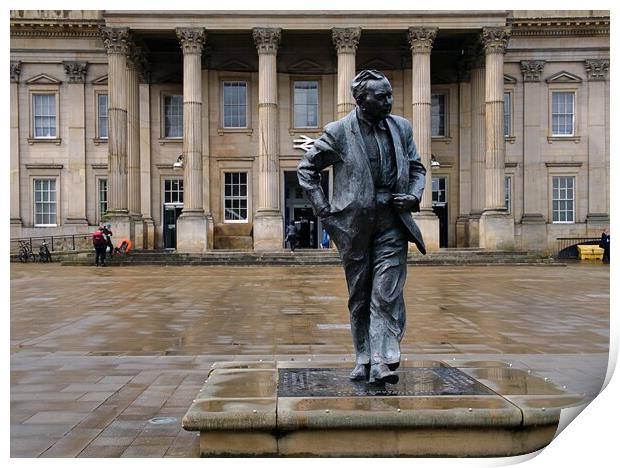 Harold Wilson statue Huddersfield Print by Roy Hinchliffe