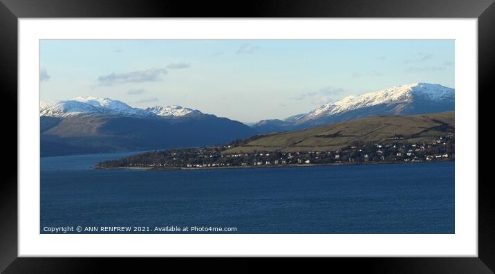 Snow capped Mountains Framed Mounted Print by ANN RENFREW