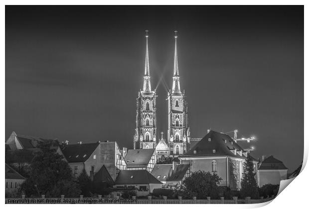 Wroclaw Cityscape at night Print by KB Photo