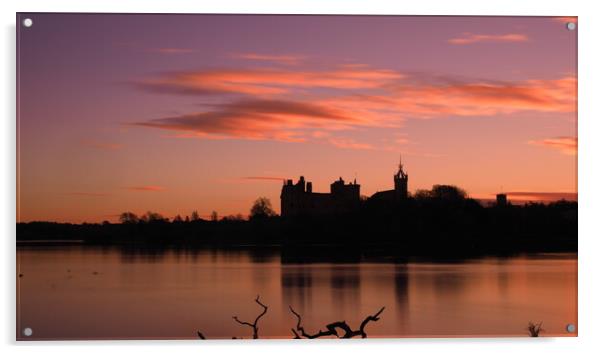 Linlithgow Palace, Scotland at sunrise. Acrylic by Tommy Dickson