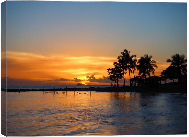 Captivating St Lucia Sunset Canvas Print by Tommy Dickson
