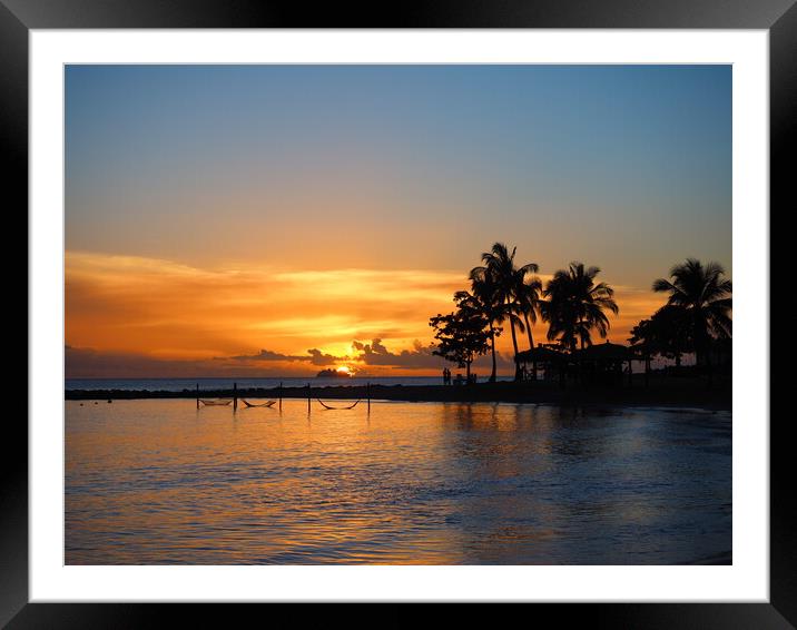 Captivating St Lucia Sunset Framed Mounted Print by Tommy Dickson
