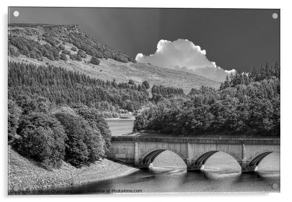 Ladybower Reservoir Monochrome  Acrylic by Alison Chambers