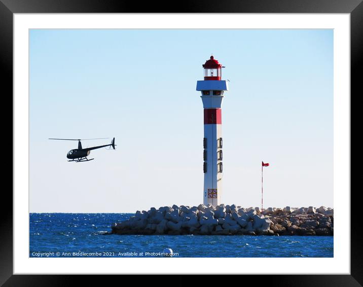 Little Helicopter taking off Framed Mounted Print by Ann Biddlecombe