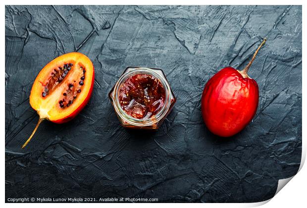 Jar of tamarillo jam. Print by Mykola Lunov Mykola