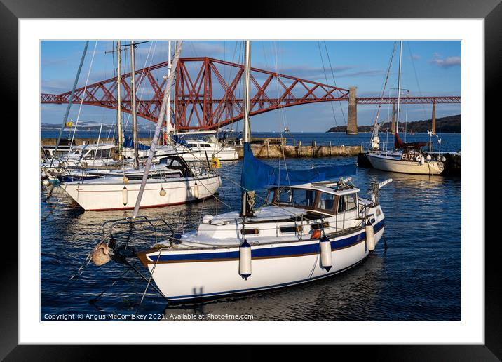 Yachts moored in South Queensferry harbour Framed Mounted Print by Angus McComiskey