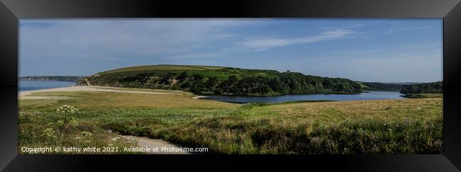 Loe Bar and Loe Pool, Helston, Cornwall Framed Print by kathy white