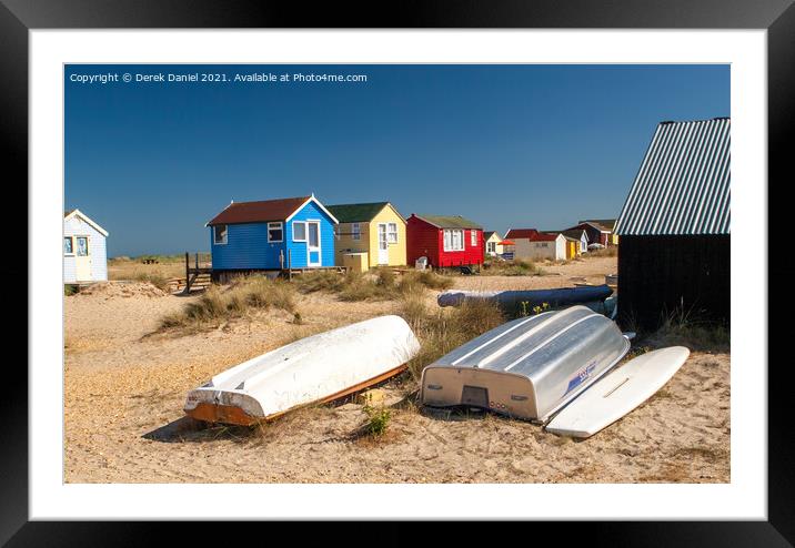 Vibrant Beach Huts Framed Mounted Print by Derek Daniel