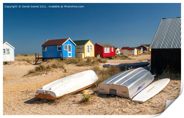 Vibrant Beach Huts Print by Derek Daniel