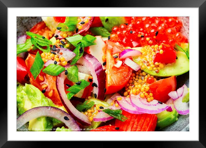 Avocado and seafood salad Framed Mounted Print by Mykola Lunov Mykola
