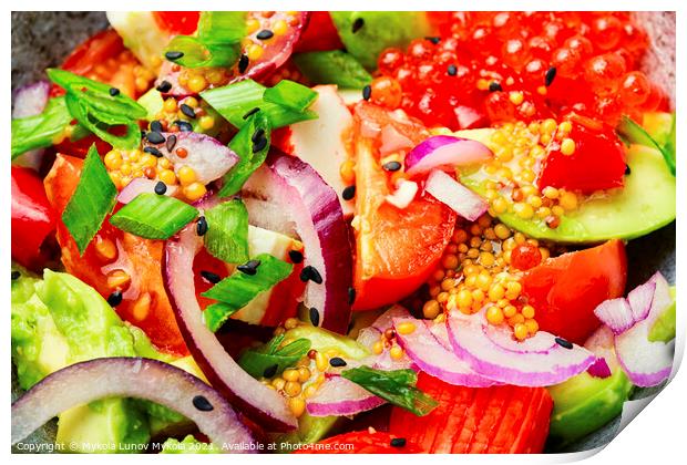 Avocado and seafood salad Print by Mykola Lunov Mykola