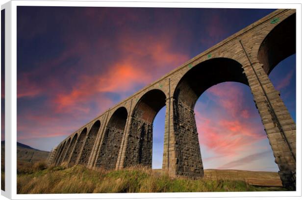 Ribblehead viaduct sunset 275 Canvas Print by PHILIP CHALK