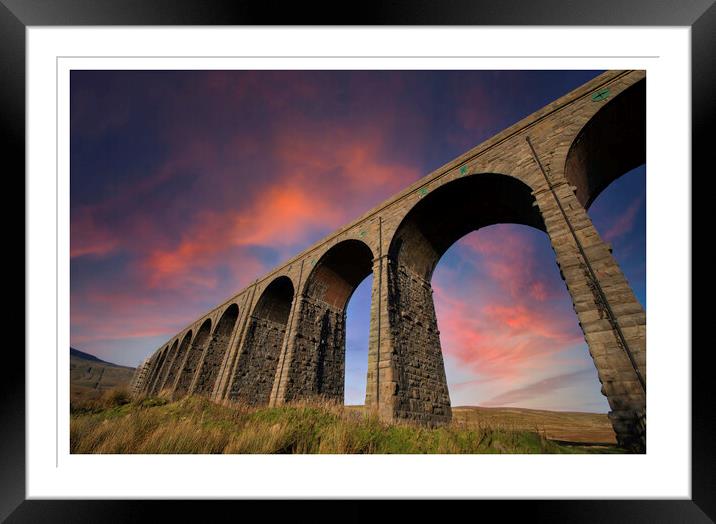 Ribblehead viaduct sunset 275 Framed Mounted Print by PHILIP CHALK