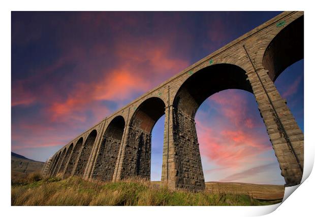 Ribblehead viaduct sunset 275 Print by PHILIP CHALK