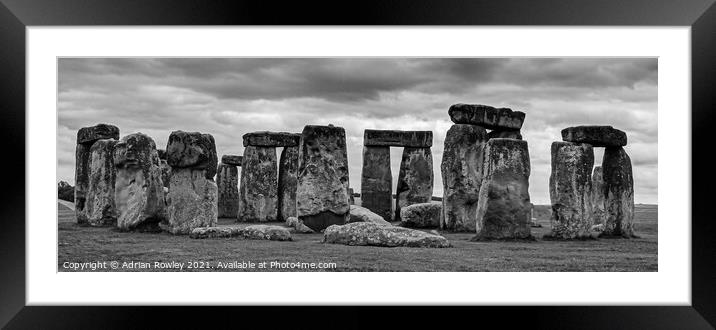 Stonehenge Monochrome Framed Mounted Print by Adrian Rowley