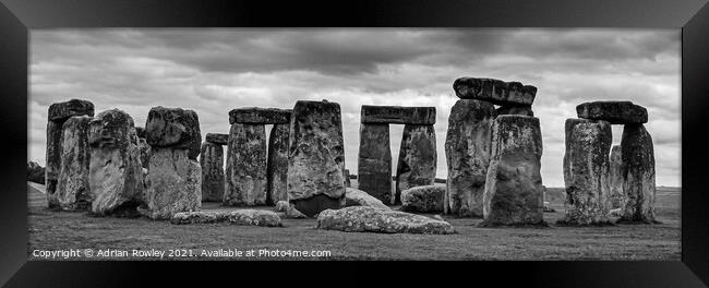 Stonehenge Monochrome Framed Print by Adrian Rowley