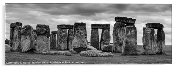 Stonehenge Monochrome Acrylic by Adrian Rowley