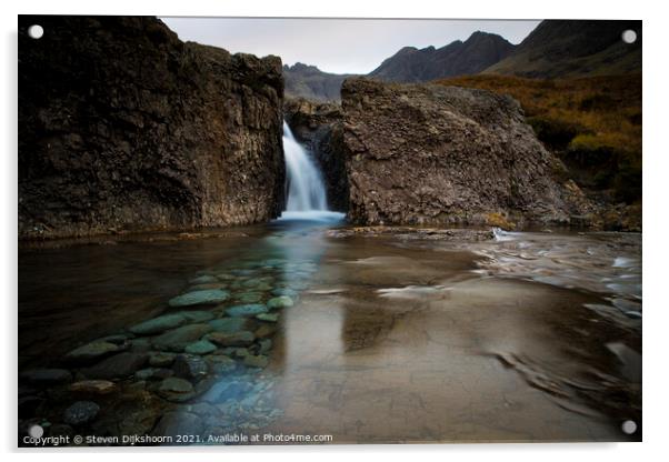 Scotland Fairy Pools Waterfall Acrylic by Steven Dijkshoorn