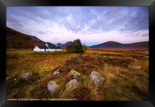 White house in the mountains at Glencoe Framed Print by Steven Dijkshoorn