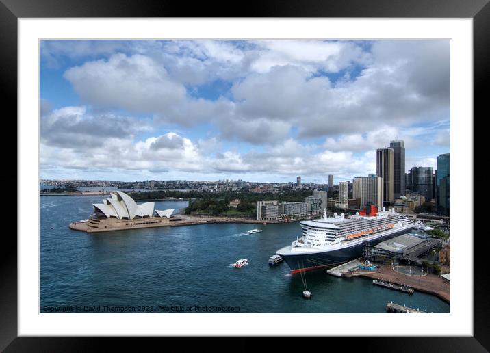Queen Mary Sydney Harbour Framed Mounted Print by David Thompson