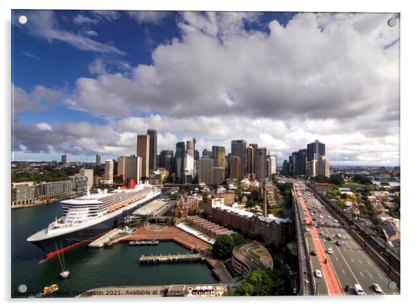 Sydney Harbour Queen Mary at Berth Acrylic by David Thompson