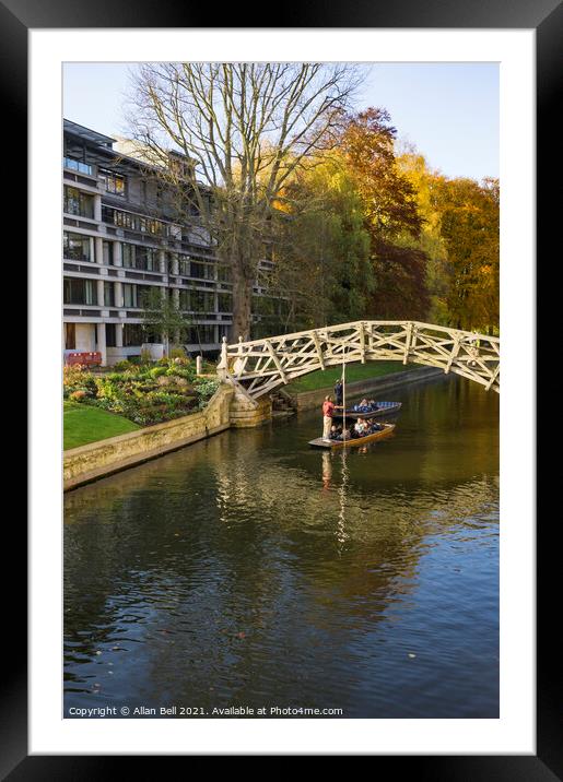 Punting on the Cam Queens College Framed Mounted Print by Allan Bell