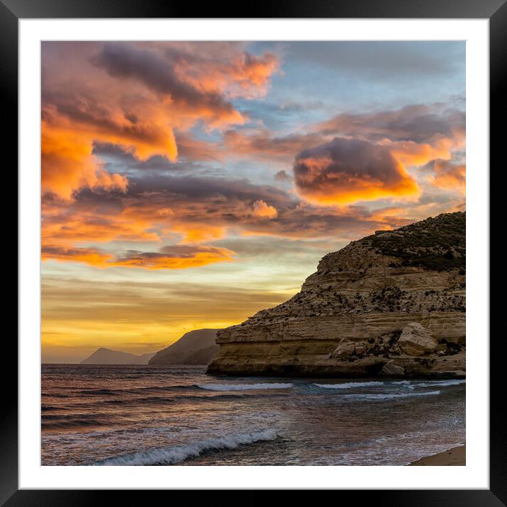 Agua Amarga Sunset Framed Mounted Print by DiFigiano Photography