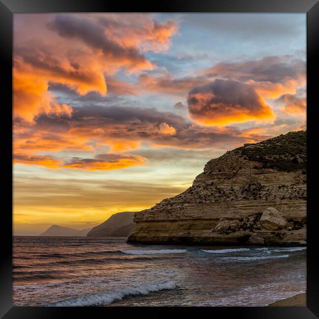 Agua Amarga Sunset Framed Print by DiFigiano Photography