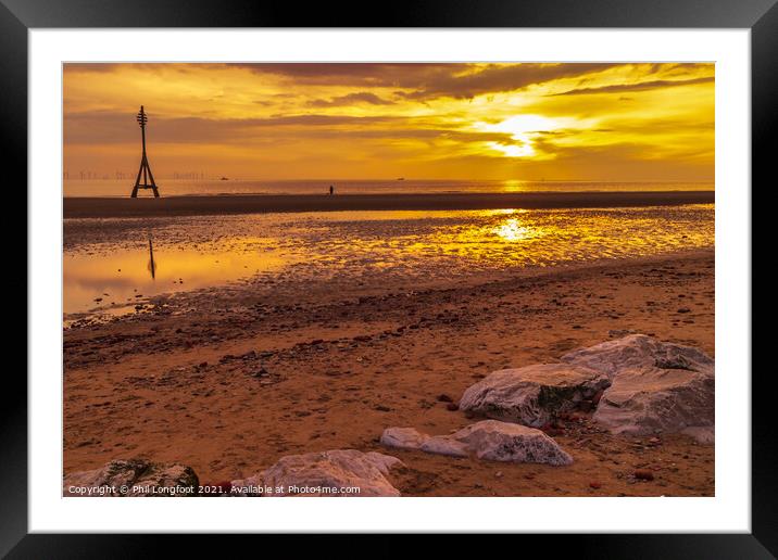 Crosby Beach Liverpool sunset  Framed Mounted Print by Phil Longfoot