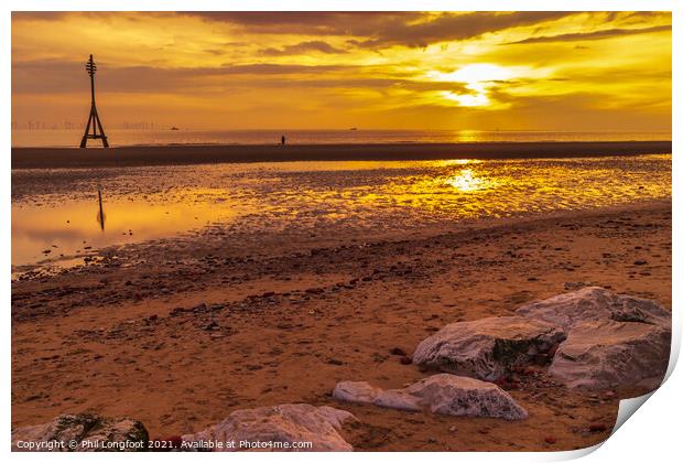 Crosby Beach Liverpool sunset  Print by Phil Longfoot