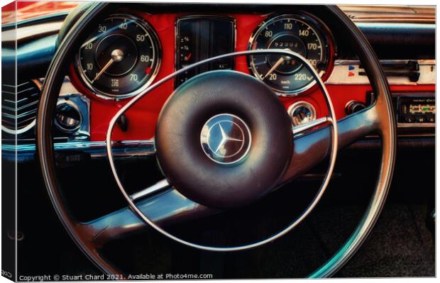 Mercedes Benz Classic Car Dashboard Canvas Print by Travel and Pixels 