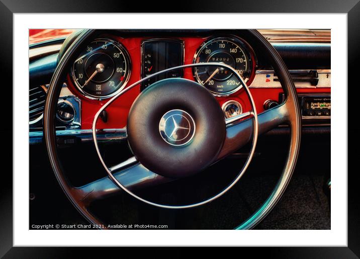 Mercedes Benz Classic Car Dashboard Framed Mounted Print by Travel and Pixels 
