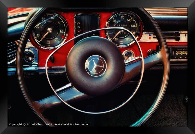 Mercedes Benz Classic Car Dashboard Framed Print by Stuart Chard
