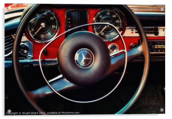 Mercedes Benz Classic Car Dashboard Acrylic by Travel and Pixels 