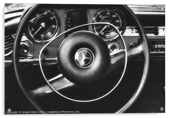 Mercedes Benz Classic Car Dashboard Acrylic by Stuart Chard