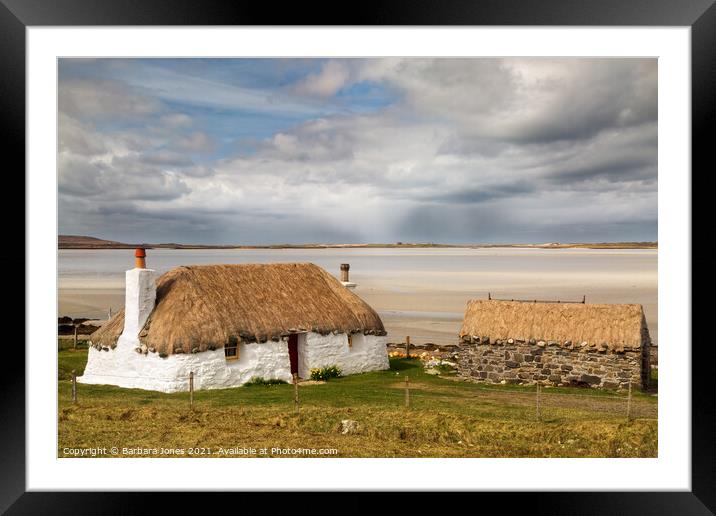 Thatched Cottage North Uist Western Isles Framed Mounted Print by Barbara Jones