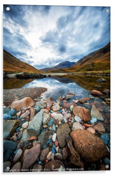 Landscape in Scotland in portrait  Acrylic by Steven Dijkshoorn