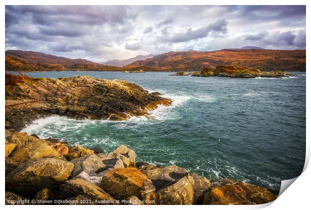 The rocks and mountain view in Scotland Print by Steven Dijkshoorn