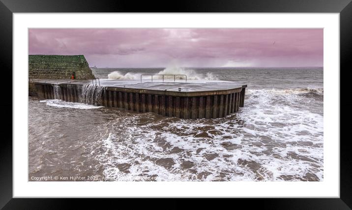 Wave Lashed Pier at Dysart,Fife Framed Mounted Print by Ken Hunter