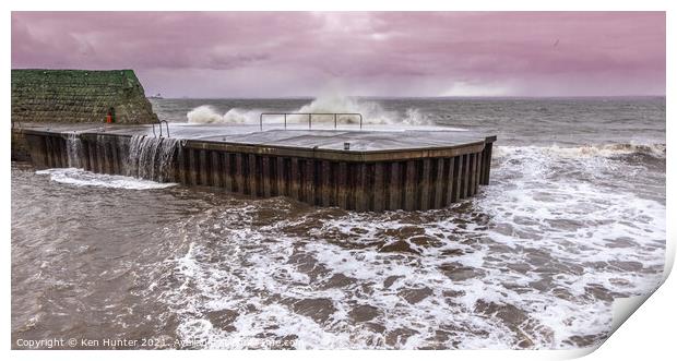 Wave Lashed Pier at Dysart,Fife Print by Ken Hunter
