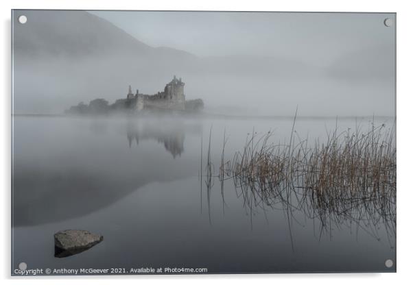 Misty reflections on Loch Awe  Acrylic by Anthony McGeever
