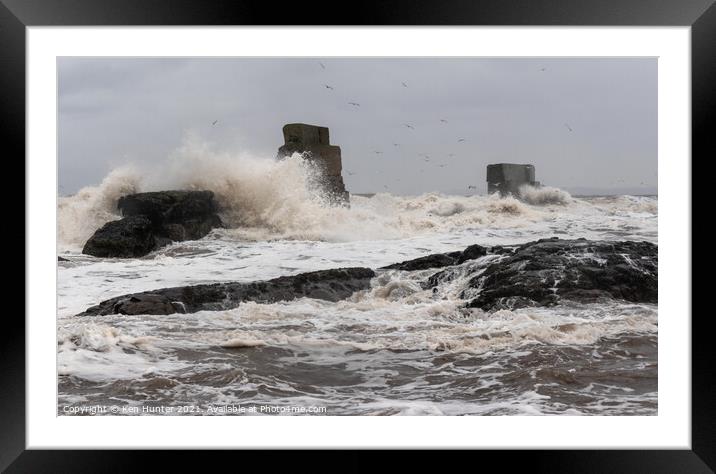Boiling Sea at Kirkcaldy Old Sea Wall Framed Mounted Print by Ken Hunter