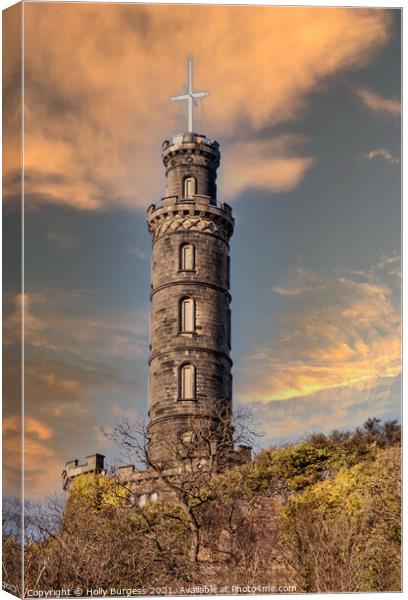 Monument on Carlton Hill, Ayrshire  Canvas Print by Holly Burgess