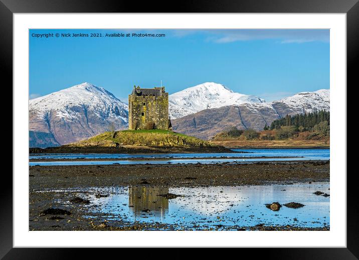 Castle Stalker Loch Laich North West Scotland Framed Mounted Print by Nick Jenkins