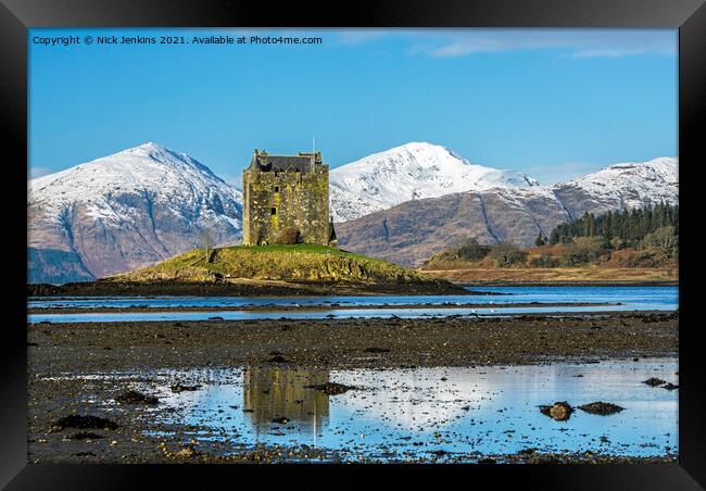Castle Stalker Loch Laich North West Scotland Framed Print by Nick Jenkins