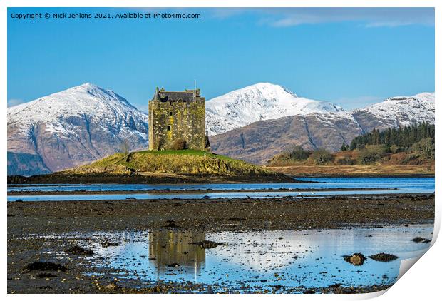 Castle Stalker Loch Laich North West Scotland Print by Nick Jenkins