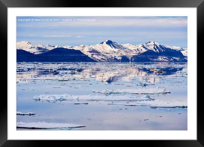 Sea Ice and Spitsbergen Island Reflections Norway Framed Mounted Print by Pearl Bucknall