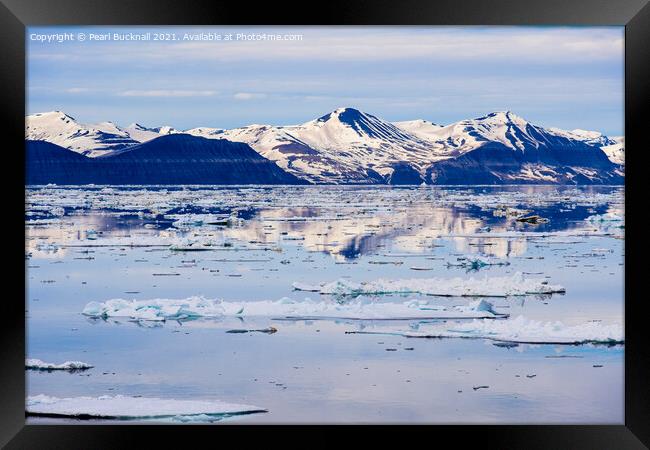Sea Ice and Spitsbergen Island Reflections Norway Framed Print by Pearl Bucknall
